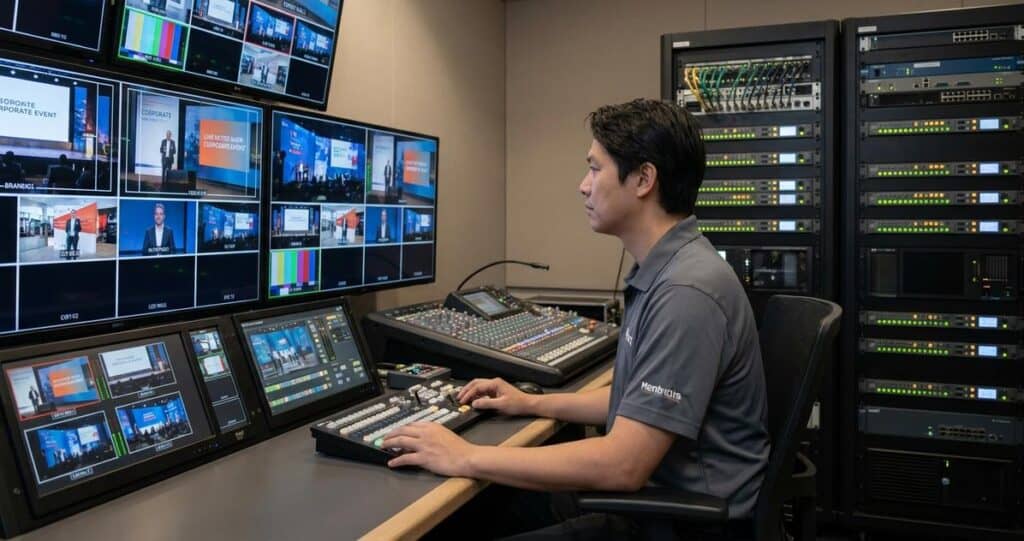 Real-Time Environment Switching for Multi-Topic Corporate Live Streaming